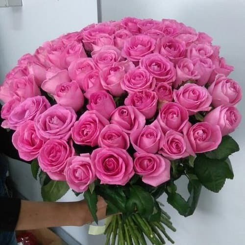 Купить на заказ Букет из 75 розовых роз с доставкой в Шымкенте