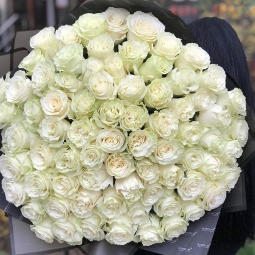 Купить на заказ Букет из 75 белых роз с доставкой в Шымкенте